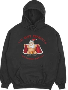 MIGLIORI REGALI ARRIVANO IN PICCOLE CONFEZIONI Felpa con Cappuccio | Maglione con Cappuccio Natale Divertente Rude - Foto 1 di 5