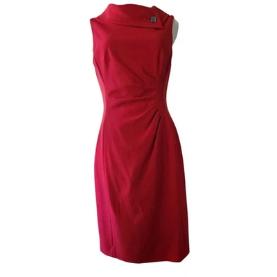 TAHARI Sleeveless Asymmetrical Ruched Sheath Dress Women's Size 8 Burgundy Red - Image 1 of 4