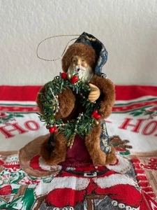 "Estatuilla de Papá Noel vintage adorno colgante con corona 6""" - Imagen 1 de 4