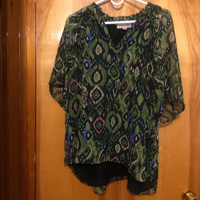 Blusa Philosophy Verde Estampado Geométrico Para Mujer Talla 1X Retro Boho Colorida Foto 1 de 4