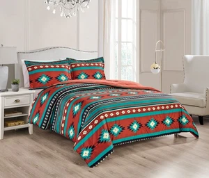 Chezmoi Collection 3-Piece Southwestern Tribal Multi-Color Comforter Set - Picture 1 of 10