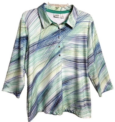 Top polo ZENERGY GOLF by CHICO'S 3 talla XL ropa deportiva elástica 1/4 frente a presión usado en excelente estado Foto 1 de 4