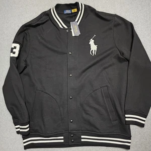 NEW Polo Ralph Lauren Baseball Varsity Fleece Jacket Black 2XLT #3 BIG Pony NWT - Picture 1 of 10