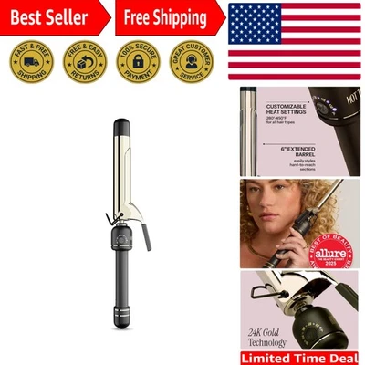 Professional 24K Gold Extended Barrel Curling Iron - 1 1/4" for Tousled Curls - Image 1 of 4