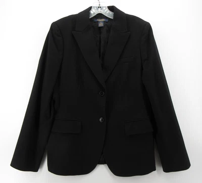 Brooks Brothers Blazer 女式 10 黑色 Loro Piana 羊绒夹克外套职业 * — 第 1/4 张图片