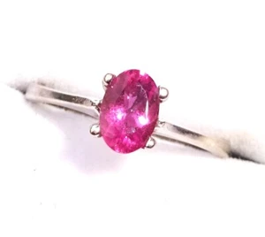 14ct White Gold Pink Tourmaline Solitaire Ring, Size J - Picture 1 of 12