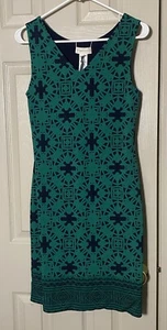 Magnolia Grace Womens Perissa Reversible Knit Dress S Green Blue Stretch NWT - Picture 1 of 3