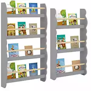 Wall Mounted Children Bookcase Kids Display Bookshelf Storage Unit Shelving Rack - Picture 1 of 13