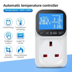 Digital Thermostat Timer Plug Heating or Cooling Mode with Probe UK/AU/EU Socket - Picture 1 of 8