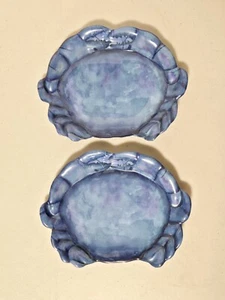 Coastal Collection Nautical Blue Crab Melamine Appetizer Snack Plates - Set Of 2 - Picture 1 of 3