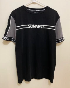 Sonneti London T Shirt Adult XL Black & Gray Elastic Sleeves Made in Turkey - Picture 1 of 14