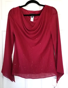 XSCAPE By Joanna Chen Burgundy Beaded Evening Wear Top Vintage Y2K Size 10 - NEW - Picture 1 of 9