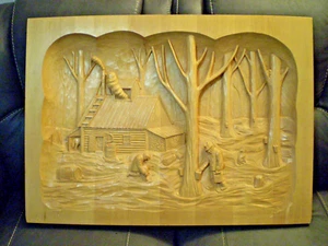 Marcel Guay signiertes Holzrelief Kunst 3D kanadischer Ahorn Shack La Cabane a Sucre - Bild 1 von 7