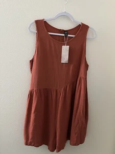 Emery Rose Rust Shortalls Romper Zip Back With Pockets New With Tags - Picture 1 of 5