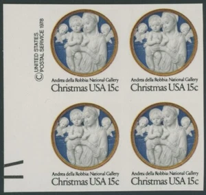 1978, USA CHRISTMAS, 13C MULTI, MADONNA AND CHILD, IMPERF BLOCK, NH, SC. #1768a - Picture 1 of 2