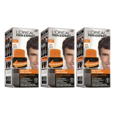 3x L'Oreal Paris Men Expert Hair Colour 04 Medium Brown - image 1 of 4