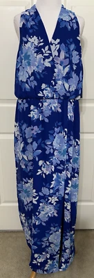 NWT Jessica Howard size 14 blue floral sleeveless Maxi Dress women's $118 - Image 1 of 4