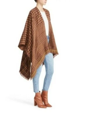 Новые женские Steve Madden двусторонние смешанные медиа клетку Ruana коричневый/коричневый OSFM - Изображение 1 из 4