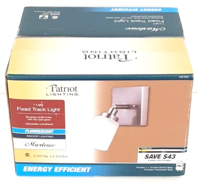 NEW Patriot Lighting BRUSHED NICKEL Fixed Track Light Indoor Wall FAST SHIPglass - Image 1 of 4