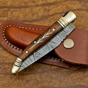 Rody Stan HAND MADE SLIP JOINT POCKET FOLDING KNIFE/DAMASCUS BLADE/ROSE WOOD - Picture 1 of 9