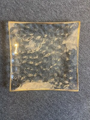 Gold Trimmed 5” X 5” Glass Square Plate / Dish - Image 1 of 4