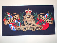 THE ROYAL ARTILLERY LOGO HONOURS 11.5X6.5 INCH PRINT ON CANVAS EFFECT CARD