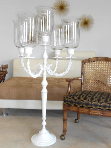 HUGE HUGE 5 GLOBE METAL CANDELABRA 4'TALL CHRISTMAS WEDDING FRONTGATE Cover
