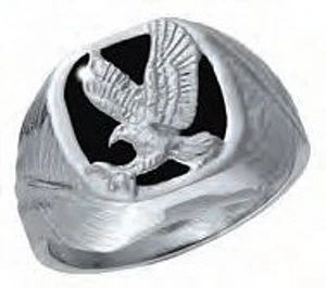 STERLINGSILBER HERRENRING QUADRATISCH - SCHWARZER ONYX - ADLER - Bild 1 von 1