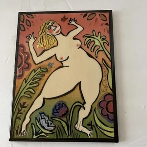 Pat Custer Denison Tile 6 x 8 ceramic  Hallelujah In The Garden Nude Bath Decor - Picture 1 of 7