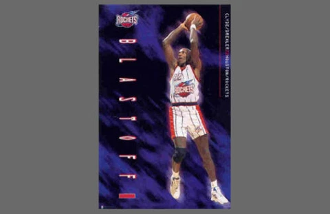 Clyde Drexler BLASTOFF Houston Rockets 1995 Costacos Brothers Original POSTER Cover