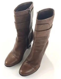 Born Crown Pratt Damen-Stiefeletten geknöpft braun Leder mit Absatz Reißverschluss 8 - Bild 1 von 7