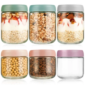 300ml&480ml Overnight Oats Gläser mit Deckel 6er Set Einmachgläser Dessertgläser - Bild 1 von 21