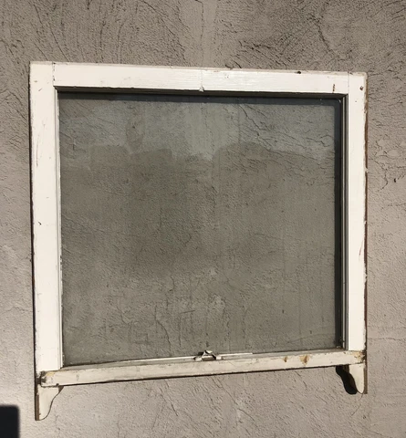 Antique Clear Glass Wood Frame Door Transom Window 30”x30” Cover