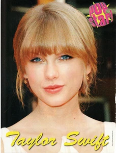 Taylor Swift schwer am Pony Gesicht Nahaufnahme 8" x 10" Pin-Up aus Teen Magazin - Bild 1 von 1