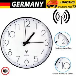 Funkuhr 30cm Wanduhr Ohne Tickgeräusche Modern Funkwanduhr Lautlos Groß - Bild 1 von 10