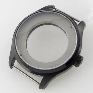 Estuche de reloj de 44 mm totalmente negro piezas apto para movimiento Miyota 8215 821A DG 2813 ver- - Imagen 1 de 10