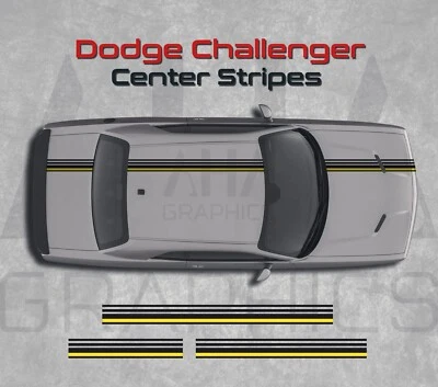 Calcomanías Dodge Challenger rayas centrales calcomanías Challenger sobre la parte superior Foto 1 de 2
