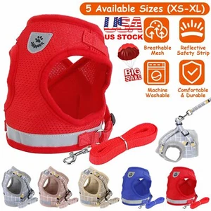 Small Pet Puppy Harness Dog Leash Adjustable Breathable Mesh Vest Chest Strap US - Picture 1 of 12