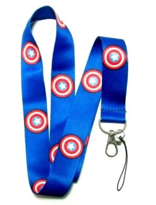NEW CAPTAIN AMERICA LANYARD BLUE KEYCHAIN STRAP BADGE ID HOLDER - Picture 1 of 1