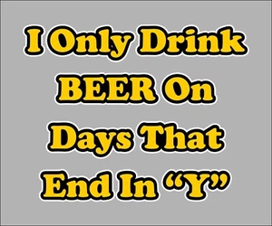 I Only Drink Beer on Days That End in Y Window or Bumper Sticker Decal 5 Inch - Picture 1 of 3