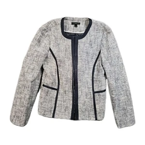 J. Crew Blazer Sweater Knit Women 4 White Grey Lined Schoolboy Career Old Money - Picture 1 of 10