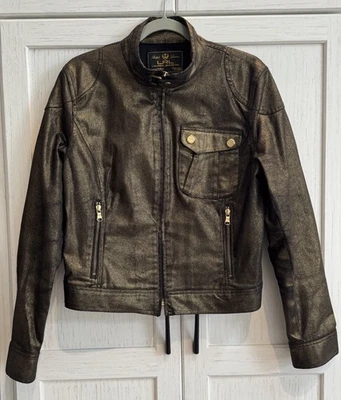 Ralph Lauren Jean Co LRL XL Chaqueta Metálica Negra/Dorada Motocicleta Camionero Mujer Foto 1 de 4