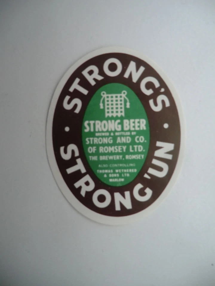 MINT STRONG ROMSEY BOTTLED WETHERED MARLOW STRONG UN BREWERY BEER BOTTLE LABEL - Image 1 of 1