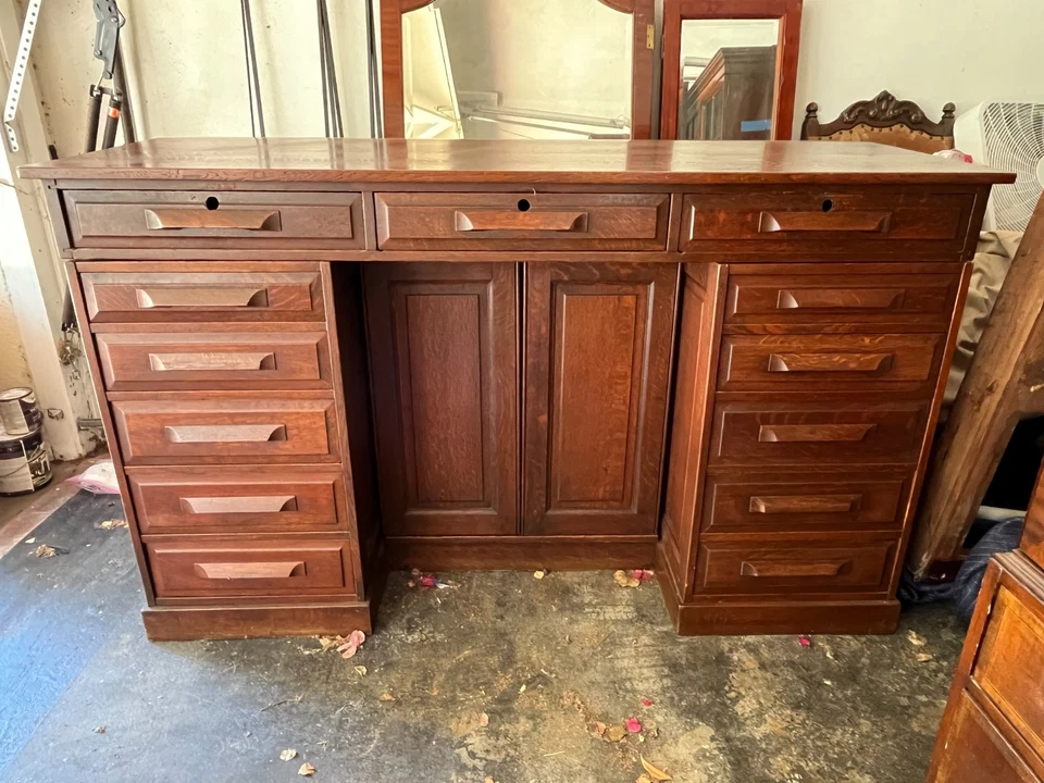 Vintage Oak Drafting Desk from Historic Hollywood Hills Home - Image 1 of 4