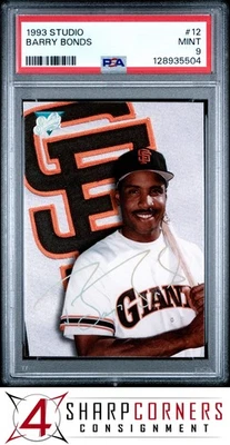 1993 STUDIO #12 BARRY BONDS GIANTS PSA 9 - Image 1 of 3