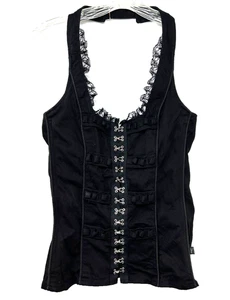 Tripp NYC ladies Halter Top Corset Small Goth Lace emo core 90s punk y2k capsule - Picture 1 of 15