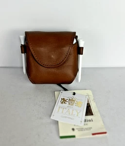 Moscardini Firenze Echtleder Golfball & Tee Tasche Made in Italy hellbraun braun - Bild 1 von 6