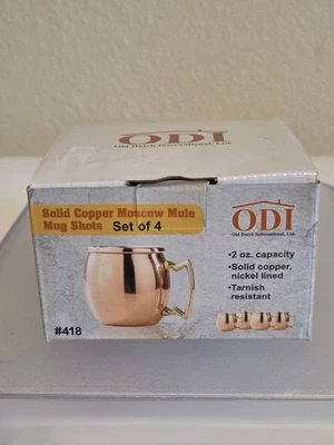 ODI СТАРЫЙ ГОЛЛАНДСКИЙ МЕЖДУНАРОДНЫЙ ТВЕРДЫЙ МЕДНЫЙ МОПСКОВ МУЛ 2 УНЦ КРУЖКА ВЫСТРЕЛЫ НАБОР ИЗ 4 - Изображение 1 из 4