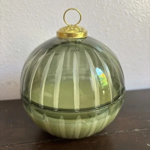 Green Glass Zodax 3 Wick Candle Ornament Shape - Picture 1 of 6