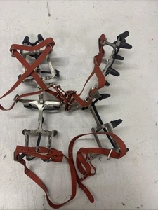 SMC 12 POINT Hinged ICE CLIMBING Crampons w Straps Medium Size Adjustable COVERS - Picture 1 of 22